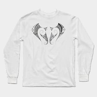 Manta ray Polynesian modern tattoo art Long Sleeve T-Shirt